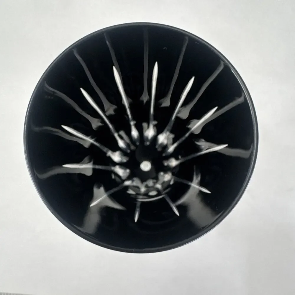 Set of 5 Le Stelle Cristal Design Black Glasses Champagne Flutes Cut to Clear - Picture 12 of 12